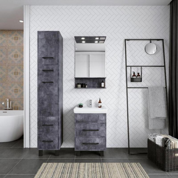 Тумба под раковину напольная Бриклаер ЧИЛИ цемент, 55 см. Фото 3