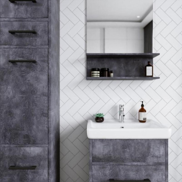 Тумба под раковину напольная Бриклаер ЧИЛИ цемент, 55 см. Фото 5