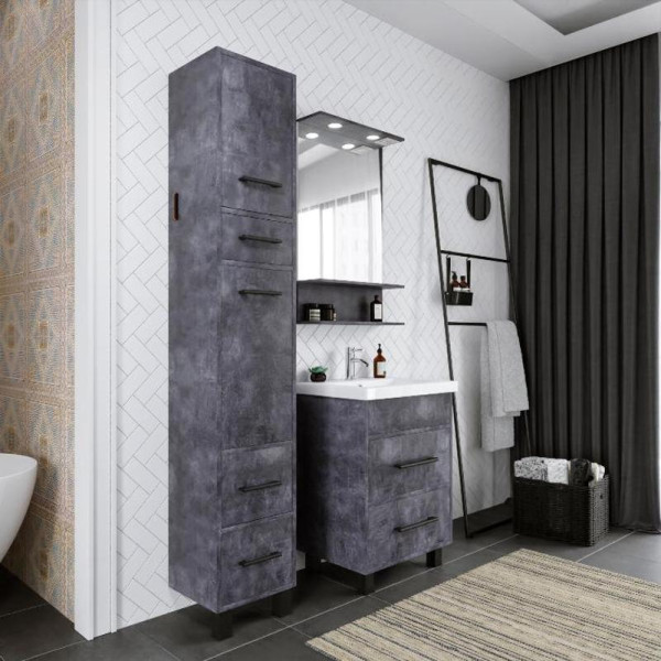 Тумба под раковину напольная Бриклаер ЧИЛИ цемент, 60 см. Фото 4