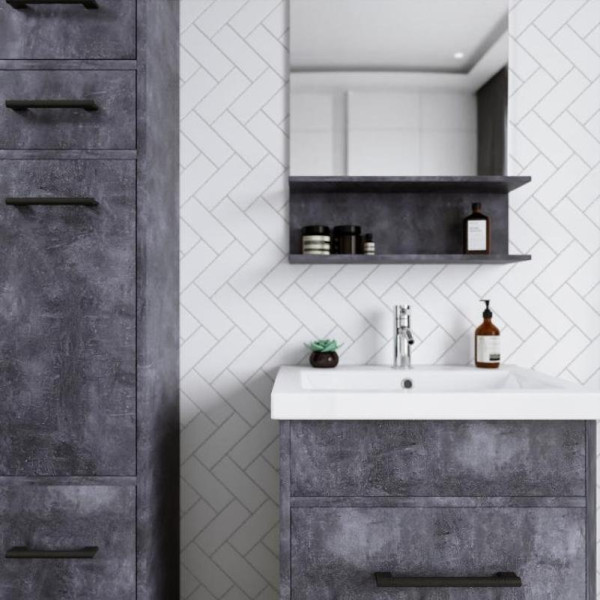 Тумба под раковину напольная Бриклаер ЧИЛИ цемент, 60 см. Фото 5