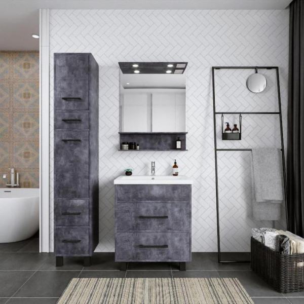 Тумба под раковину напольная Бриклаер ЧИЛИ цемент, 70 см. Фото 3