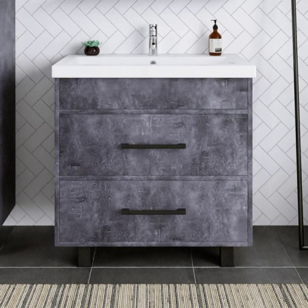Тумба под раковину напольная Бриклаер ЧИЛИ цемент, 80 см. Фото 1