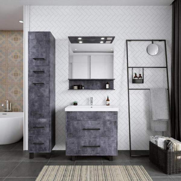 Тумба под раковину напольная Бриклаер ЧИЛИ цемент, 80 см. Фото 3