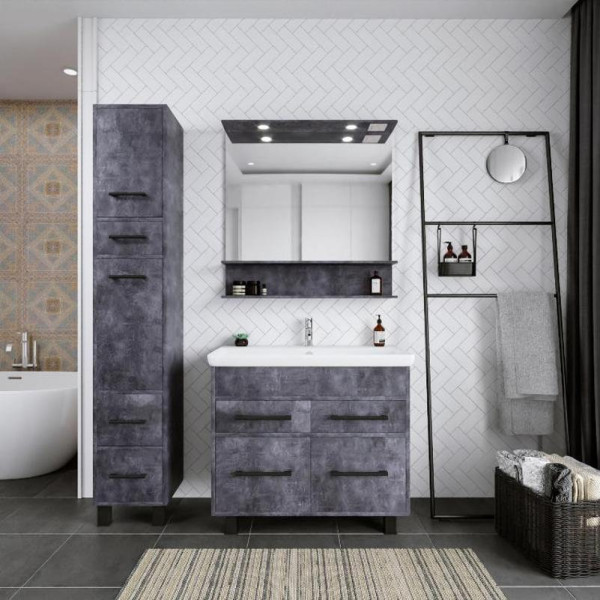 Тумба под раковину напольная Бриклаер ЧИЛИ цемент, 90 см. Фото 3