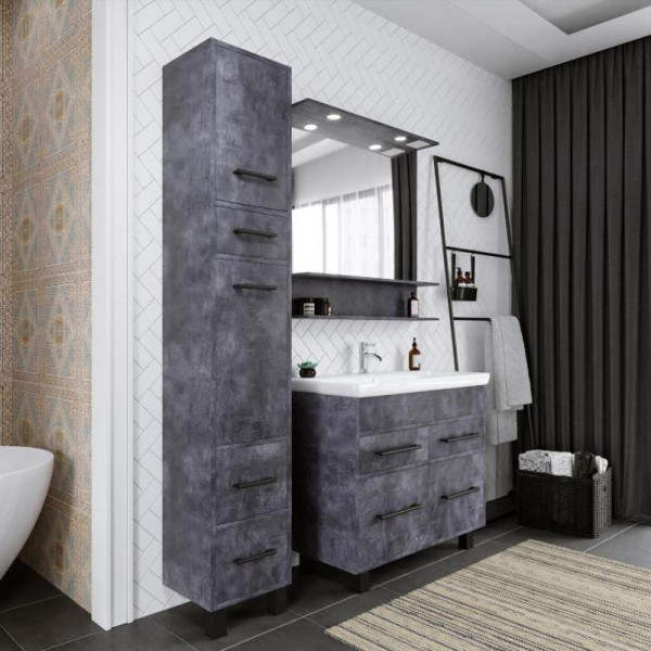 Тумба под раковину напольная Бриклаер ЧИЛИ цемент, 90 см. Фото 4