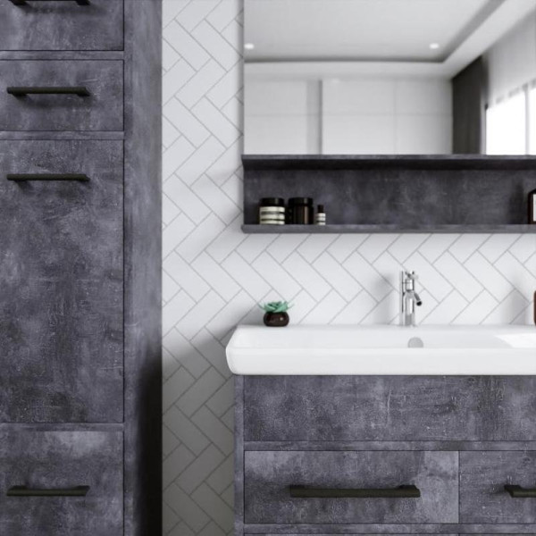 Тумба под раковину напольная Бриклаер ЧИЛИ цемент, 90 см. Фото 5