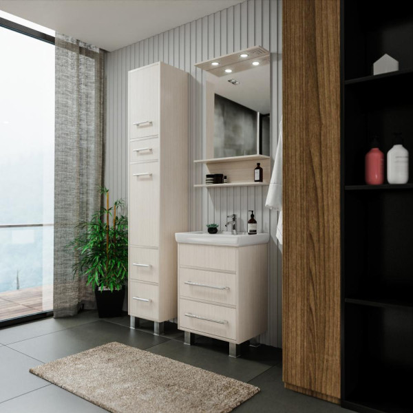 Тумба под раковину напольная Бриклаер ЧИЛИ светлая лиственница , 55 см. Фото 3