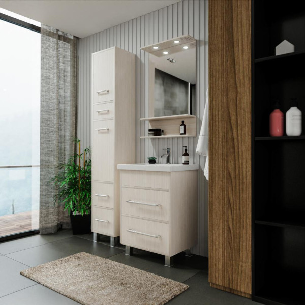 Тумба под раковину напольная Бриклаер ЧИЛИ светлая лиственница , 60 см. Фото 3