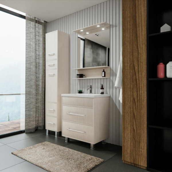 Тумба под раковину напольная Бриклаер ЧИЛИ светлая лиственница , 70 см. Фото 3