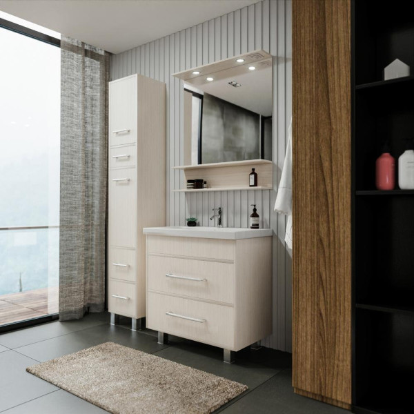 Тумба под раковину напольная Бриклаер ЧИЛИ светлая лиственница , 80 см. Фото 3