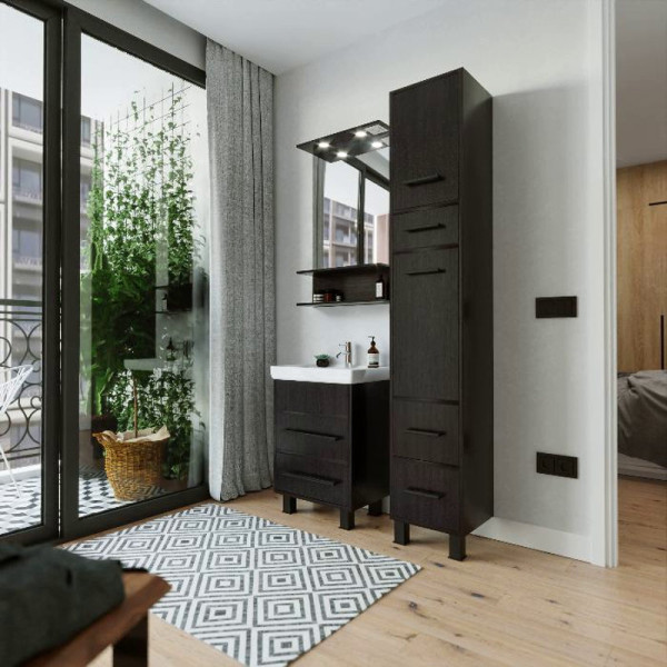 Тумба под раковину напольная Бриклаер ЧИЛИ венге, 55 см. Фото 4