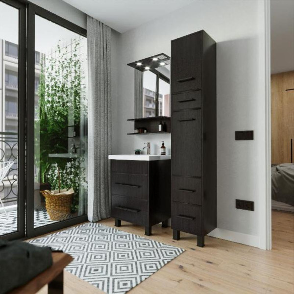 Тумба под раковину напольная Бриклаер ЧИЛИ венге, 60 см. Фото 4