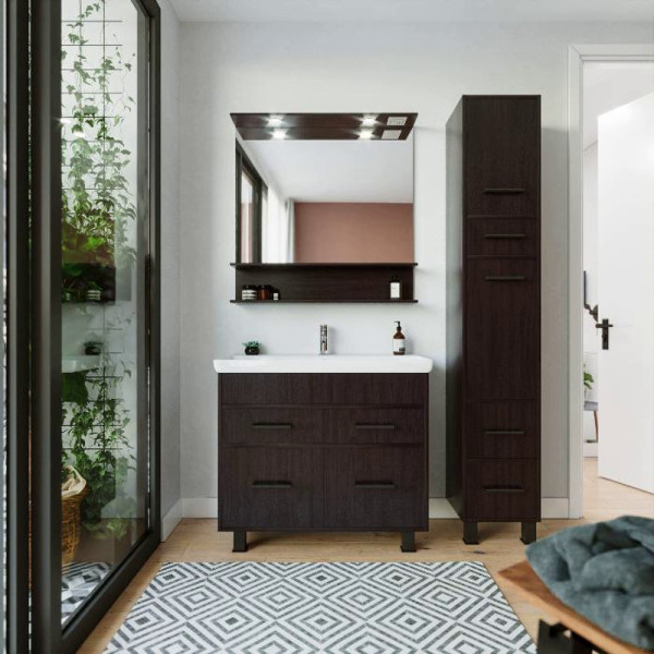 Тумба под раковину напольная Бриклаер ЧИЛИ венге, 90 см. Фото 3