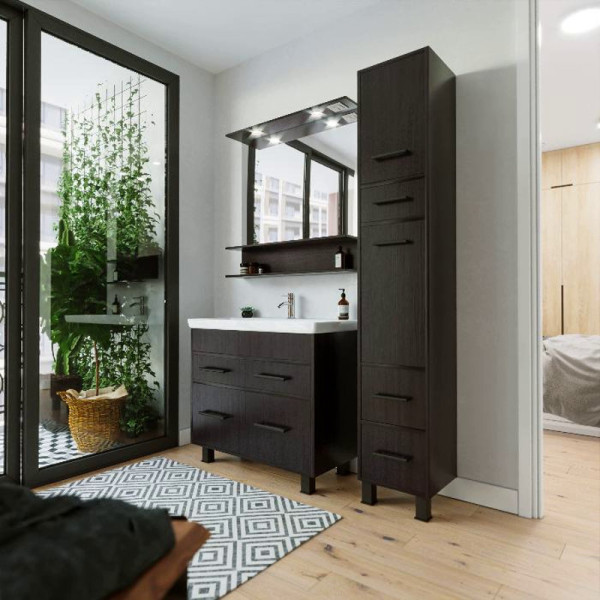 Тумба под раковину напольная Бриклаер ЧИЛИ венге, 90 см. Фото 4