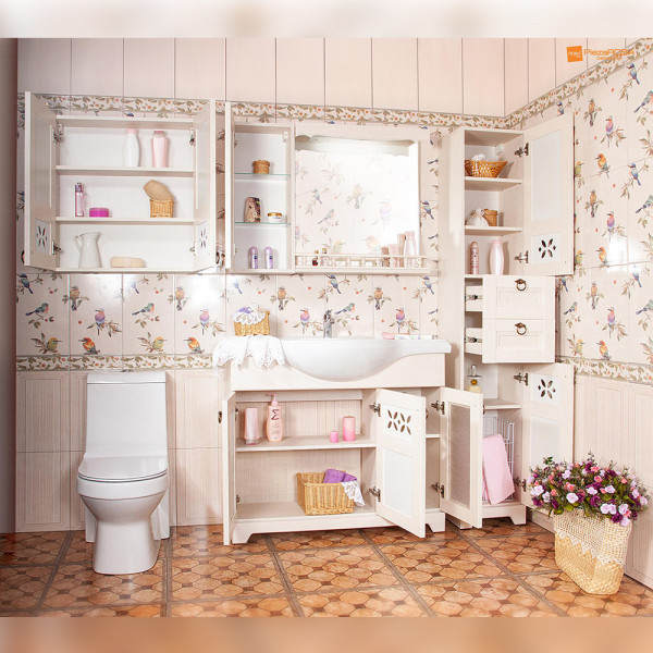 Тумба под раковину напольная Бриклаер КАНТРИ бежевый дуб прованс, 105 см. Фото 5