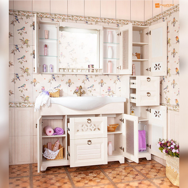 Тумба под раковину напольная Бриклаер КАНТРИ бежевый дуб прованс, 120 см. Фото 4