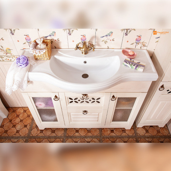 Тумба под раковину напольная Бриклаер КАНТРИ бежевый дуб прованс, 120 см. Фото 5