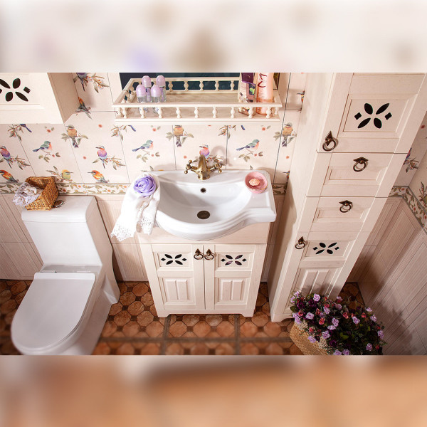 Тумба под раковину напольная Бриклаер КАНТРИ бежевый дуб прованс, 65 см. Фото 4