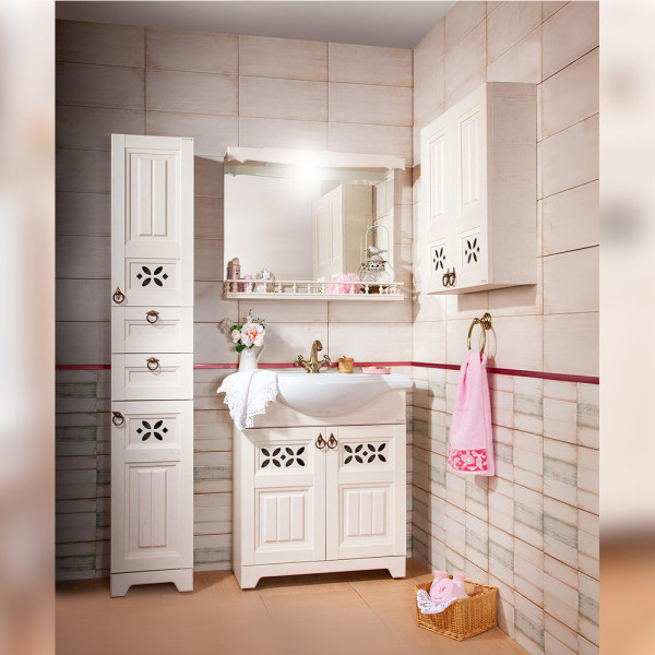 Тумба под раковину напольная Бриклаер КАНТРИ бежевый дуб прованс, 80 см. Фото 3