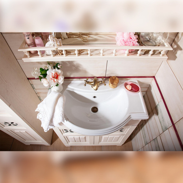 Тумба под раковину напольная Бриклаер КАНТРИ бежевый дуб прованс, 80 см. Фото 4