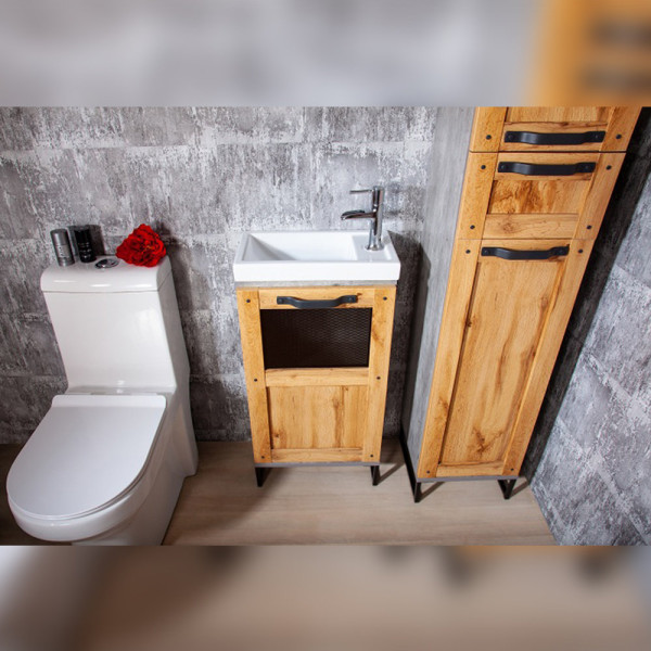 Тумба под раковину напольная Бриклаер ЛОФТ метрополитен грей, 45 см. Фото 3