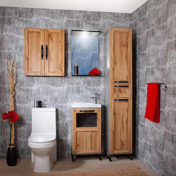 Тумба под раковину напольная Бриклаер ЛОФТ метрополитен грей, 45 см. Фото 4