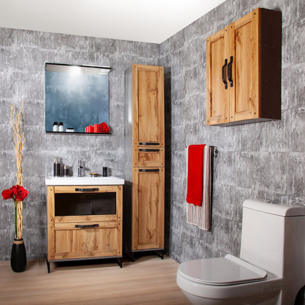 Тумба под раковину напольная Бриклаер ЛОФТ метрополитен грей, 60 см. Фото 4