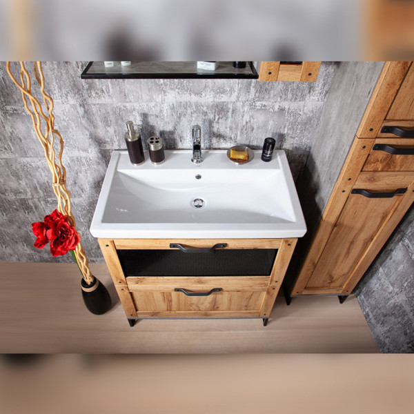 Тумба под раковину напольная Бриклаер ЛОФТ метрополитен грей, 70 см. Фото 5