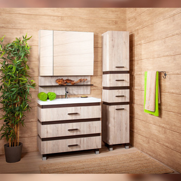 Тумба под раковину напольная Бриклаер ТЕХАС кантри/венге, 100 см. Фото 4