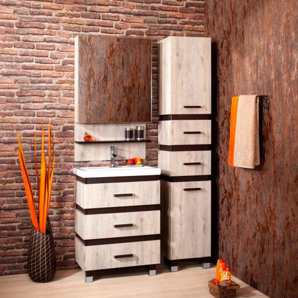 Тумба под раковину напольная Бриклаер ТЕХАС кантри/венге, 60 см. Фото 3