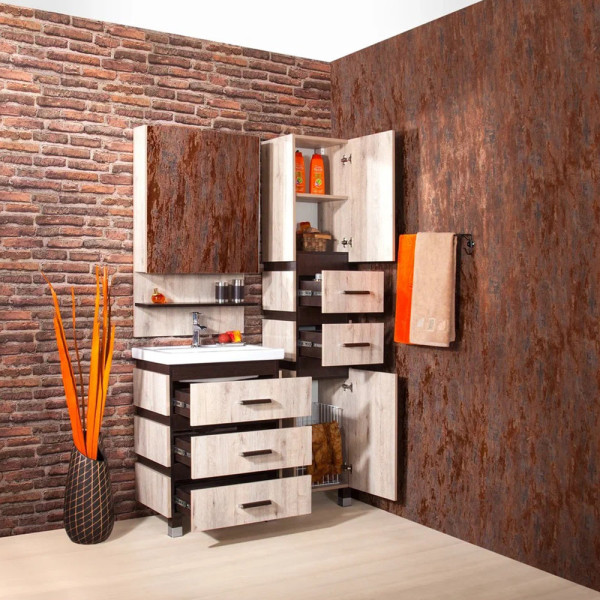 Тумба под раковину напольная Бриклаер ТЕХАС кантри/венге, 60 см. Фото 4