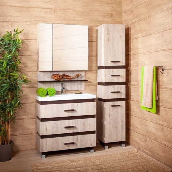 Тумба под раковину напольная Бриклаер ТЕХАС кантри/венге, 80 см. Фото 4