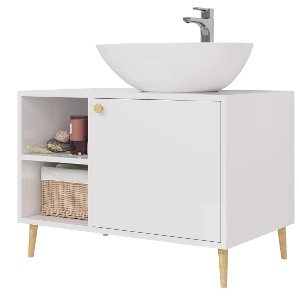 Тумба под раковину напольная Dreja Luno 80 см, белый. Фото 1