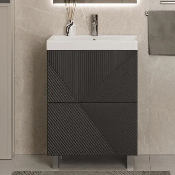 Тумба под раковину напольная Velvex Edge tn.EDG.9696.60.2Y графит, 60 см. Фото 1