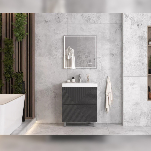 Тумба под раковину напольная Velvex Edge tn.EDG.9696.70.2Y графит, 70 см. Фото 4