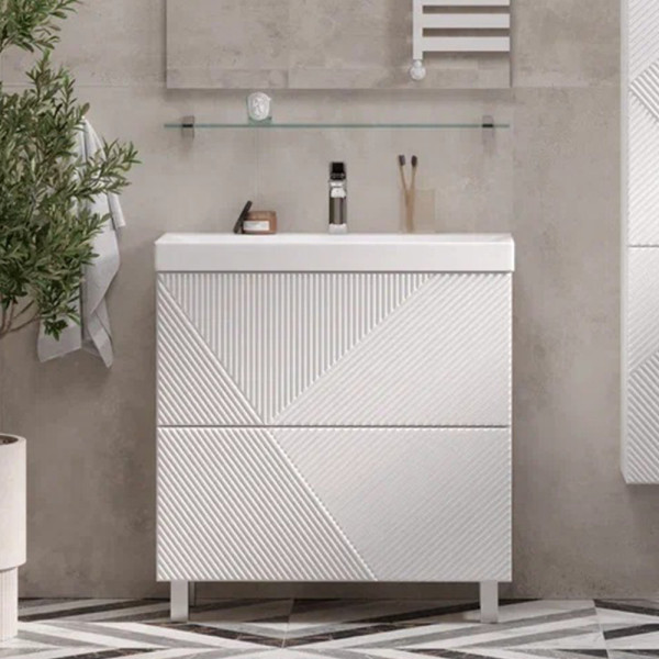 Тумба под раковину напольная Velvex Edge tn.EDG.9696.80.2Y белый глянец, 80 см. Фото 1