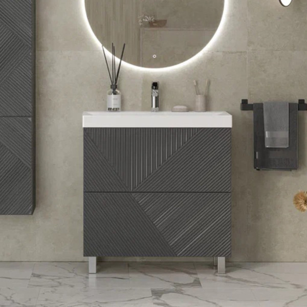 Тумба под раковину напольная Velvex Edge tn.EDG.9696.80.2Y графит, 80 см. Фото 1