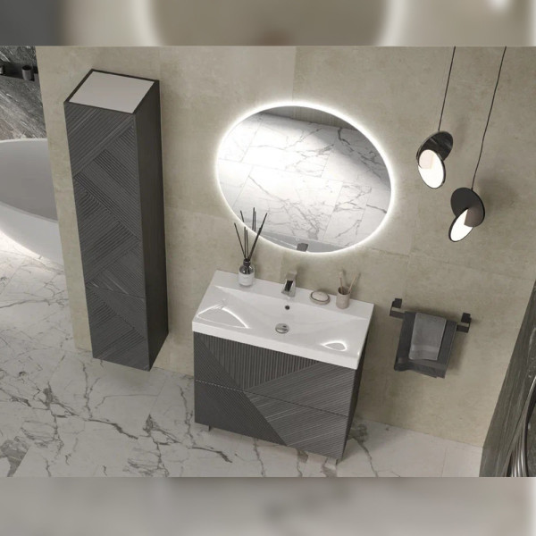 Тумба под раковину напольная Velvex Edge tn.EDG.9696.80.2Y графит, 80 см. Фото 4