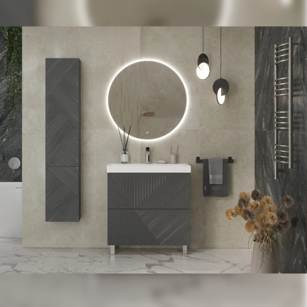 Тумба под раковину напольная Velvex Edge tn.EDG.9696.80.2Y графит, 80 см. Фото 5