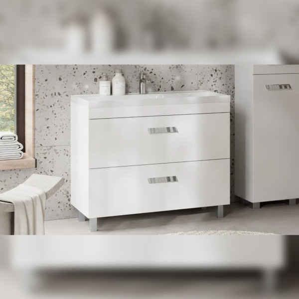 Тумба под раковину напольная Velvex Orlando tn.ORL.CLA.100.2Y белый матовый, 100 см. Фото 4