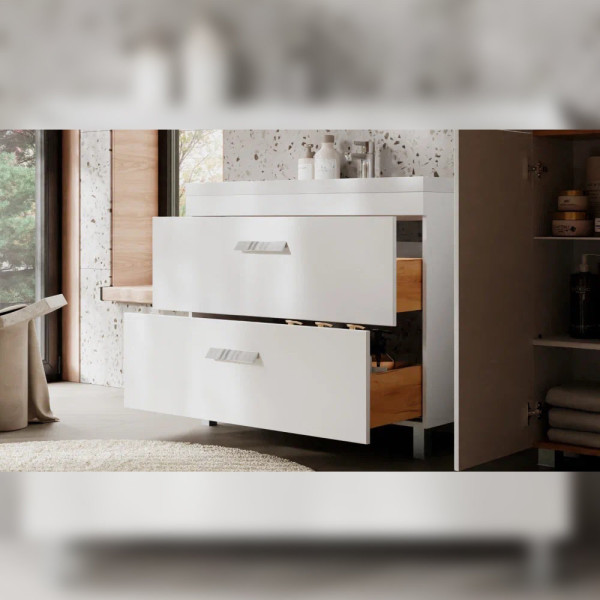 Тумба под раковину напольная Velvex Orlando tn.ORL.CLA.100.2Y белый матовый, 100 см. Фото 5