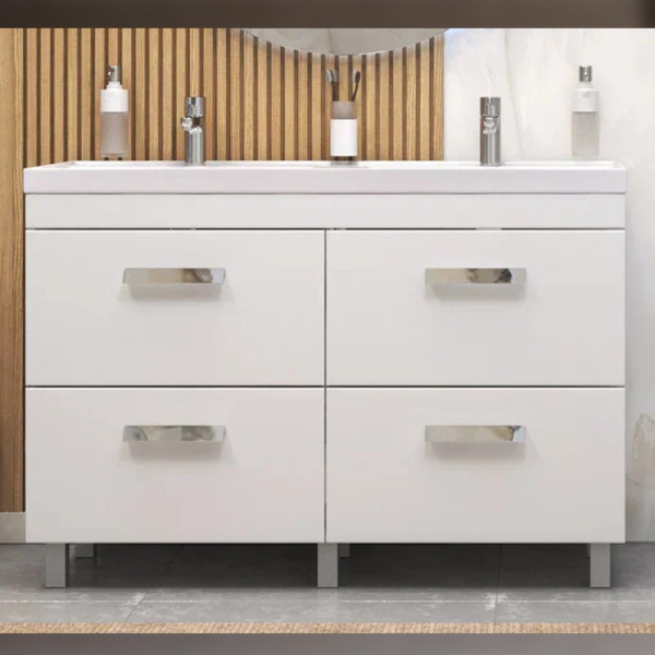 Тумба под раковину напольная Velvex Orlando tn.ORL.CLA.120.4Y белый матовый, 120 см. Фото 1