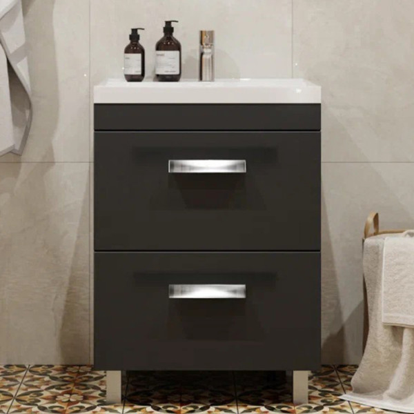 Тумба под раковину напольная Velvex Orlando tn.ORL.CLA.60.2Y графит, 60 см. Фото 1