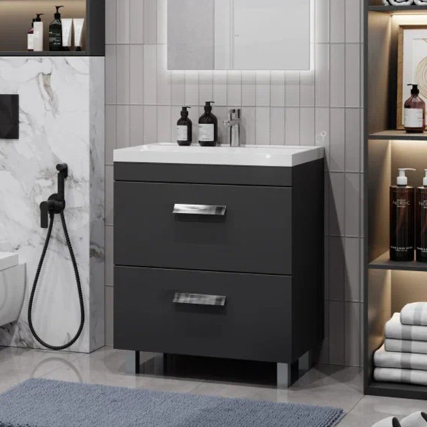 Тумба под раковину напольная Velvex Orlando tn.ORL.CLA.70.2Y графит, 70 см. Фото 4