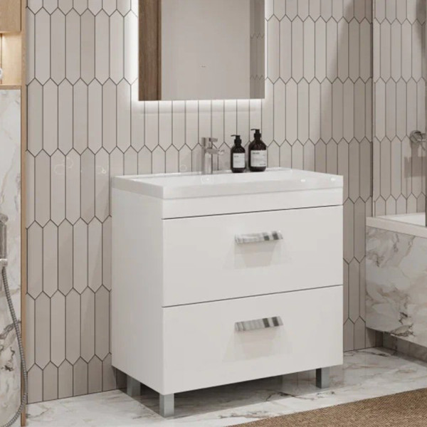 Тумба под раковину напольная Velvex Orlando tn.ORL.CLA.80.2Y белый матовый, 80 см. Фото 1