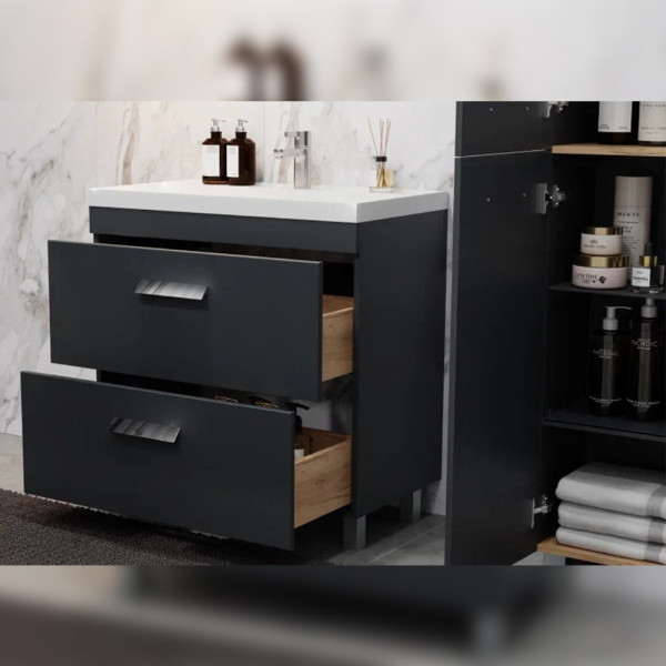 Тумба под раковину напольная Velvex Orlando tn.ORL.CLA.80.2Y графит, 80 см. Фото 3