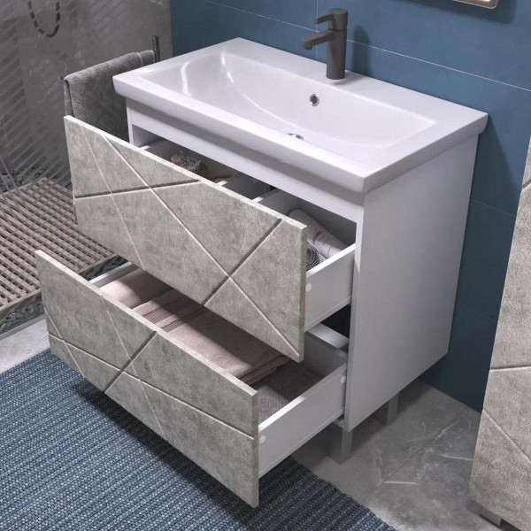 Тумба под раковину напольная VIGO Geometry 025 бетон, 80 см. Фото 4