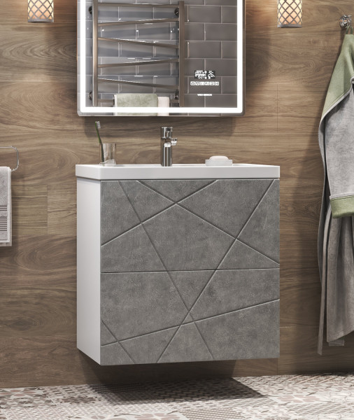Тумба под раковину напольная VIGO Geometry tn.bsf.GEO.COM.60.2Y бетон, 60 см. Фото 5