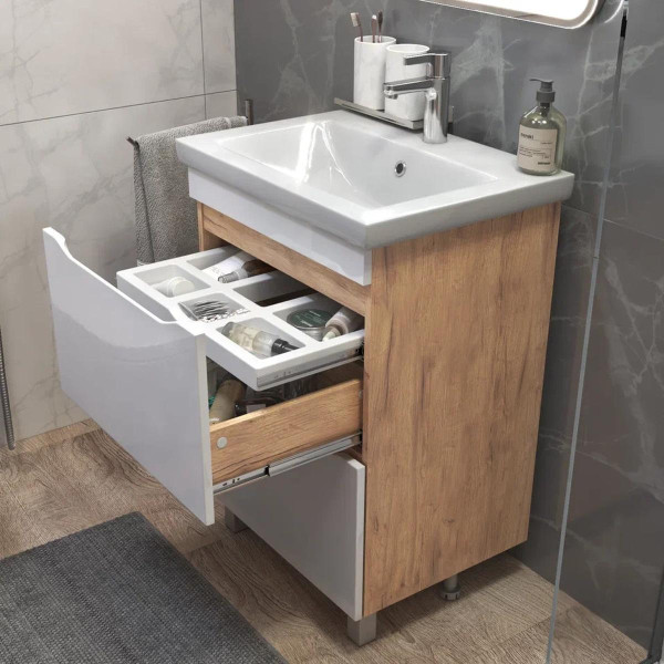 Тумба под раковину напольная VIGO Grani 201 дуб золотой, 60 см. Фото 5