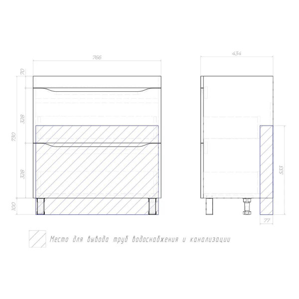 Тумба под раковину напольная VIGO Grani 203 дуб золотой, 80 см. Фото 2